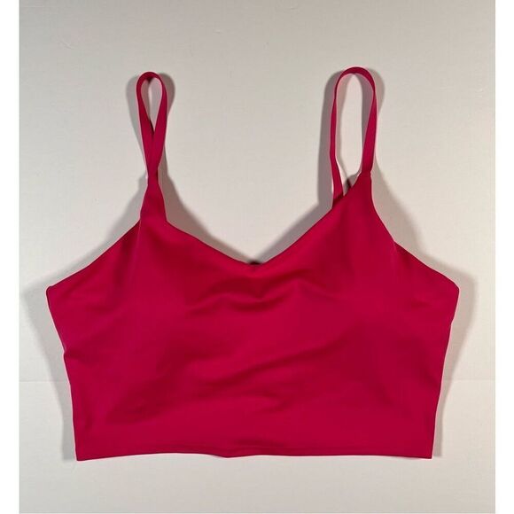 Athleta Elation V Neck Longline Bra Fuschia Bright Pink Size Large Cup Size A-C - Picture 1 of 5